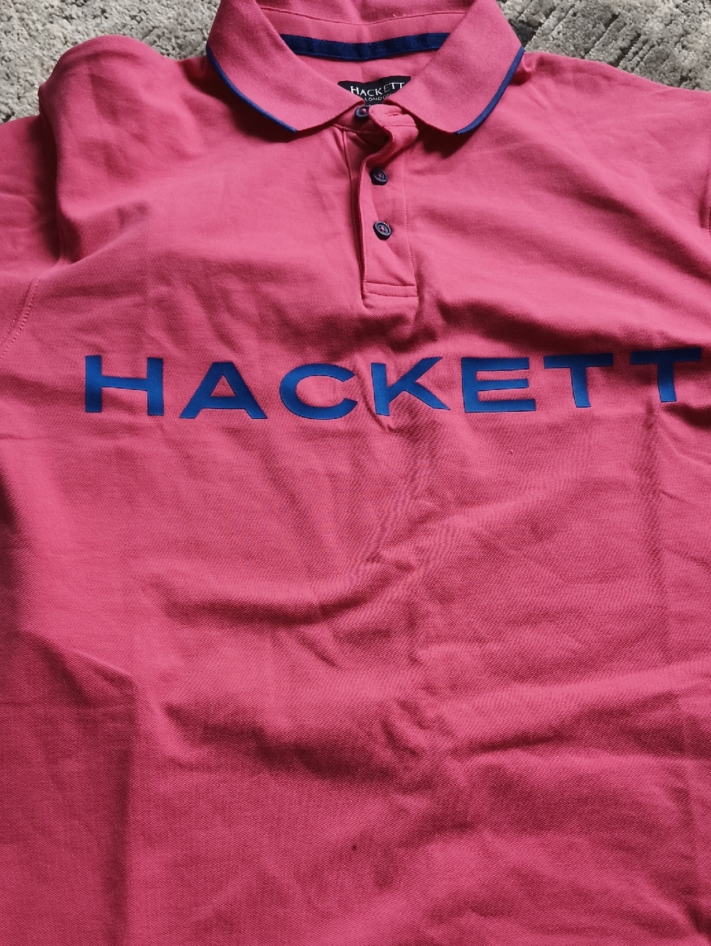Hackett Men's Coral Pink Polo with Navy Logo Trim